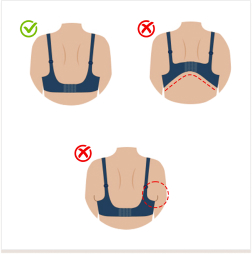 Back band fit example showing level and riding-up band positions