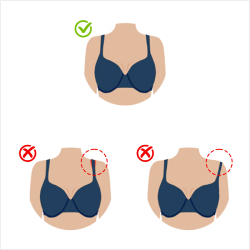 Strap and side fit example showing comfortable support and side cup position